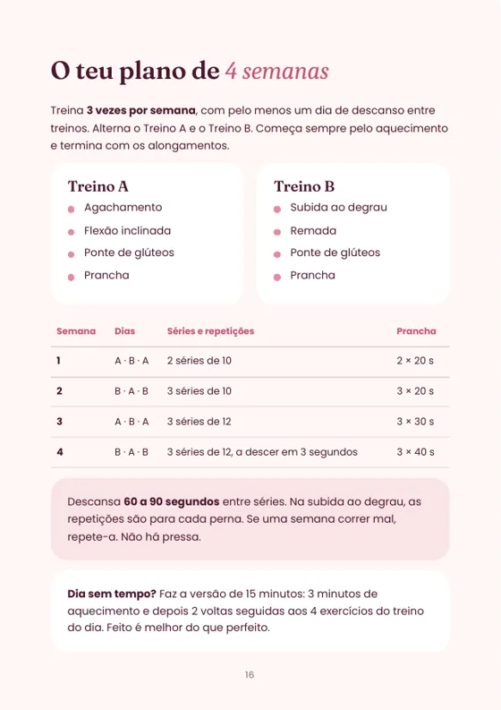 Página do plano de 4 semanas